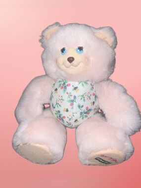 Vintage 1998 Fisher-Price Berrylynn Pink Teddy Bear Floral Plush Briarberry 9”